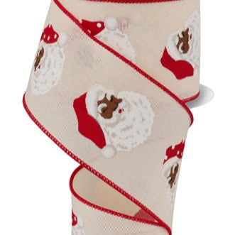 2.5"X10YD VERTICAL SANTA HEAD - DARK CREAM/WHITE/RED/BROWN - RGF1247C2