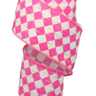 2.5"X10YD ANTIQUE DIAMOND - HOT PINK/WHITE - RGF162611