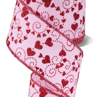 2.5"X10YD MINI SWIRL HEART - PINK/RED - RGF175122