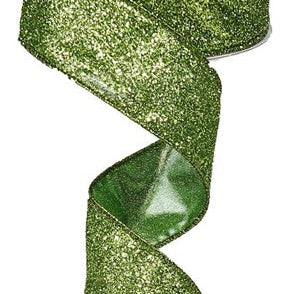 1.5"X10YD GLITTER ON METALLIC - LIME - RJ403033