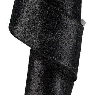 2.5"X10YD GLITTER ON FABRIC - BLACK - RJ603002