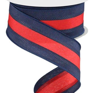 1.5"X10YD SATIN RIBBON - NAVY/RED - SPT - RN5271CW