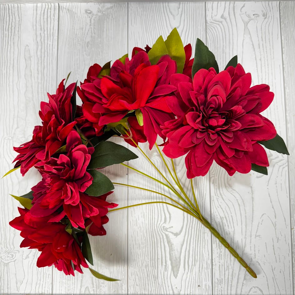 VINTAGE DAHLIA BUSH X7 - RED - VTG21233-RD *R