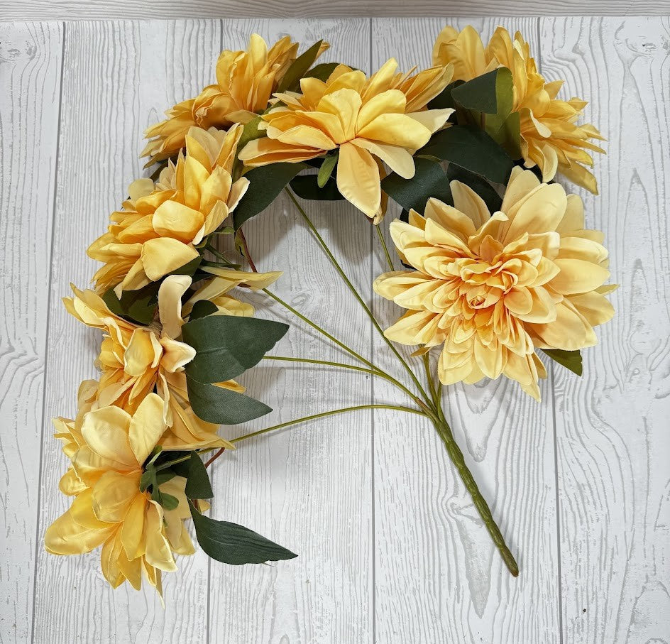VINTAGE DAHLIA BUSH X7 - YELLOW - VTG21233-YL *R