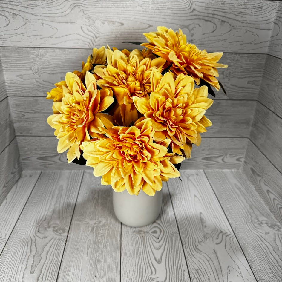 VINTAGE DAHLIA BUSH X7 - YELLOW - VTG21233-YL *R