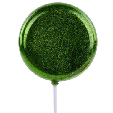 120MM GLITTER LOLLIPOP W/STICK, 11.75"OAL - LIME GREEN - XC120669