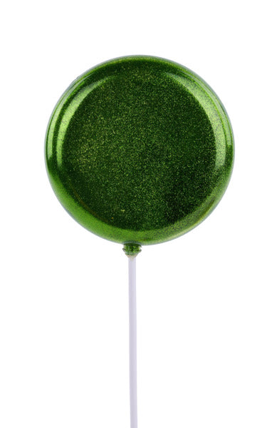 120MM GLITTER LOLLIPOP W/STICK, 11.75"OAL - LIME GREEN - XC120669