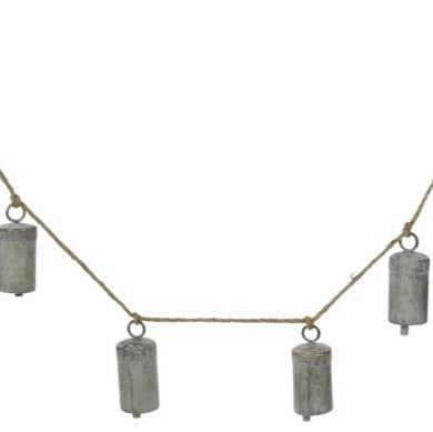 50"L CYLINDER BELL GARLAND X6 - ANTIQUE GALVANIZED - XC4358