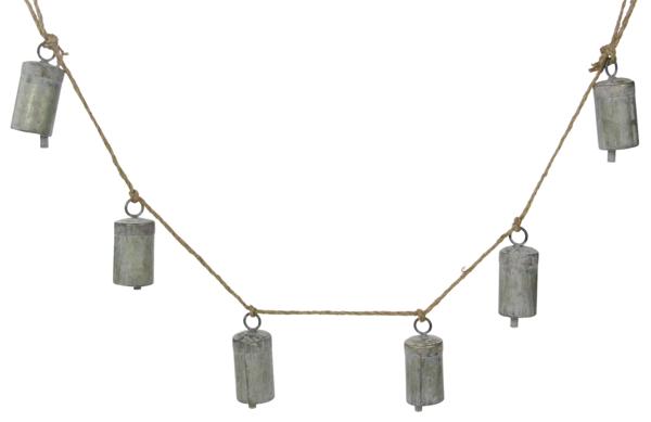 50"L CYLINDER BELL GARLAND X6 - ANTIQUE GALVANIZED - XC4358