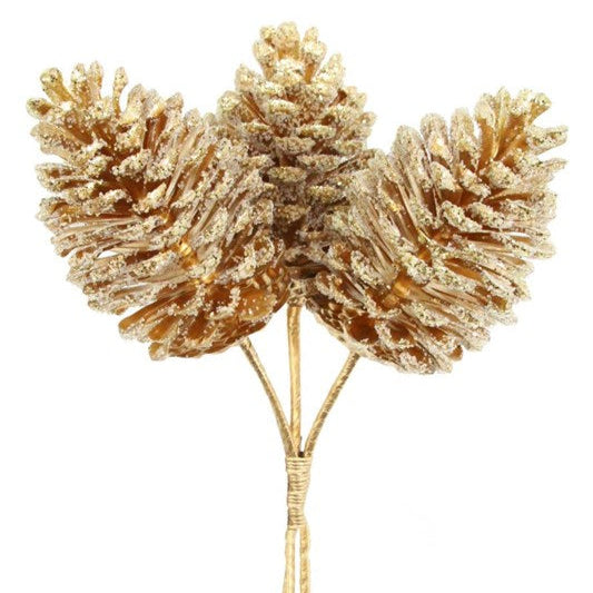 12"L PINECONE PICK X3 - GOLD - XD132708