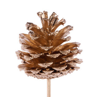 1.75"X2.75"L PAINTED PINCEONE WITH 7"L PICK - GOLD - XD134208