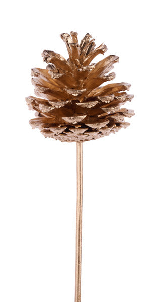 1.75"X2.75"L PAINTED PINCEONE WITH 7"L PICK - GOLD - XD134208