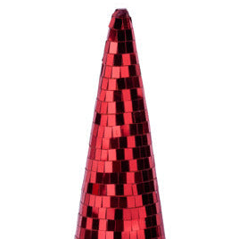11.5"H X 4"DIA MIRROR CONE TREE - RED - XE890324