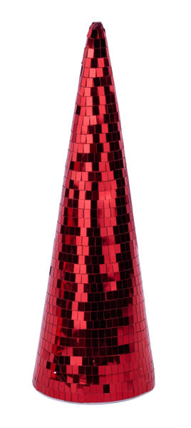 11.5"H X 4"DIA MIRROR CONE TREE - RED - XE890324