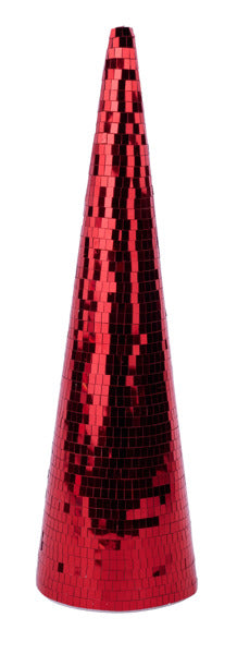 16"H X 4.5"DIA MIRROR CONE TREE - RED - XE890524