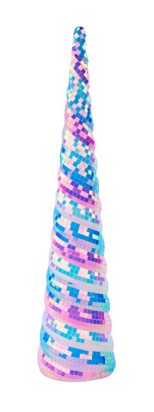 12"H X 3.25"DIA IRIDESCENT MIRROR CONE TREE - BLUE/WHITE/PINK - XE890877