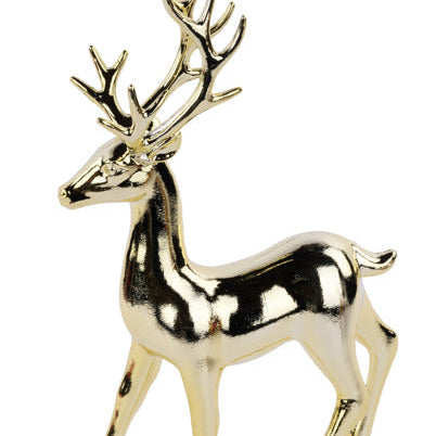 13.75"H X 10"L LARGE SHINY REINDEER - GOLD - XF130808