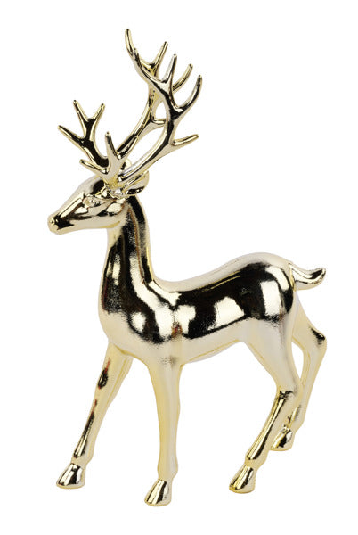 13.75"H X 10"L LARGE SHINY REINDEER - GOLD - XF130808