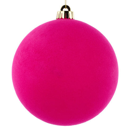 150MM SMOOTH FLOCKED BALL ORNAMENT - HOT PINK - XH115011