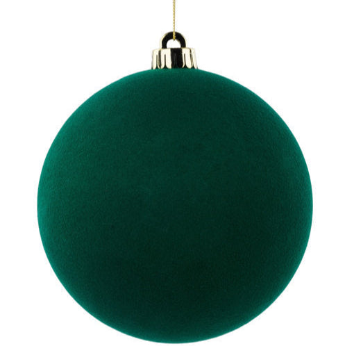 150MM SMOOTH FLOCKED BALL ORNAMENT - HUNTER GREEN - XH115012