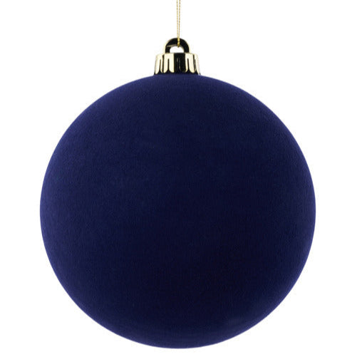 150MM SMOOTH FLOCKED BALL ORNAMENT - NAVY BLUE - XH115019