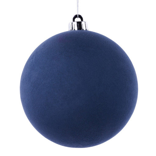 150MM SMOOTH FLOCKED BALL ORNAMENT - SMOKE BLUE - XH1150MT