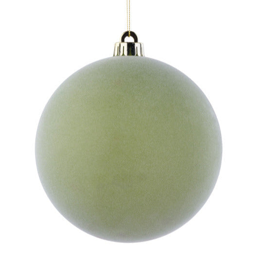 150MM SMOOTH FLOCKED ORNAMENT - SAGE GREEN - XH1150X8