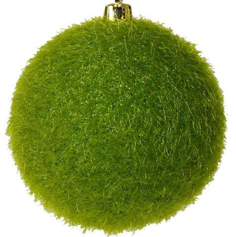 120MM FLOCKED/GLITTER ORNAMENT - LIME GREEN - XH950969