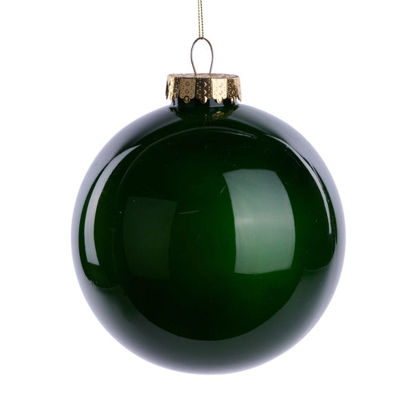 150MM DIA LACQUER/GLASS LOOK ORNAMENT - HUNTER GREEN - XH966312