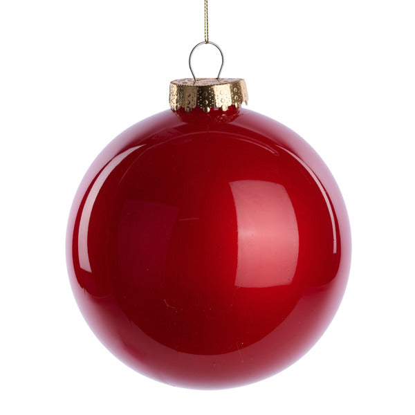 150MM DIA LACQUER/GLASS LOOK ORNAMENT - RED - XH966324