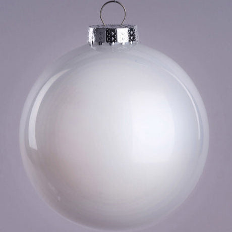 150MM DIA LACQUER/GLASS LOOK ORNAMENT - PEARL WHITE - XH966326