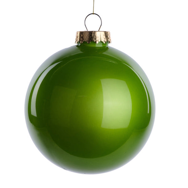 150MM DIA LACQUER/GLASS LOOK ORNAMENT - LIME GREEN - XH966369