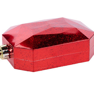 6.25"L X 4.25"W ANTIQUE LOOK RECTANGLE GEM ORNAMENT - RED - XJ551824