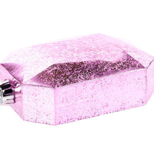 6.25"L X 4.25"W ANTIQUE LOOK RECTANGLE GEM ORNAMENT - ICE PINK - XJ5518WF