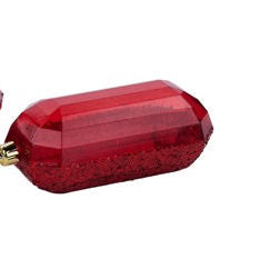 5.25"L LASER GLITTER GEM ORNAMENT - SQUARE - RED - XJ552324