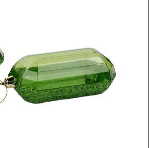 5.25"L LASER GLITTER GEM ORNAMENT - SQUARE - LIME GREEN - XJ552369
