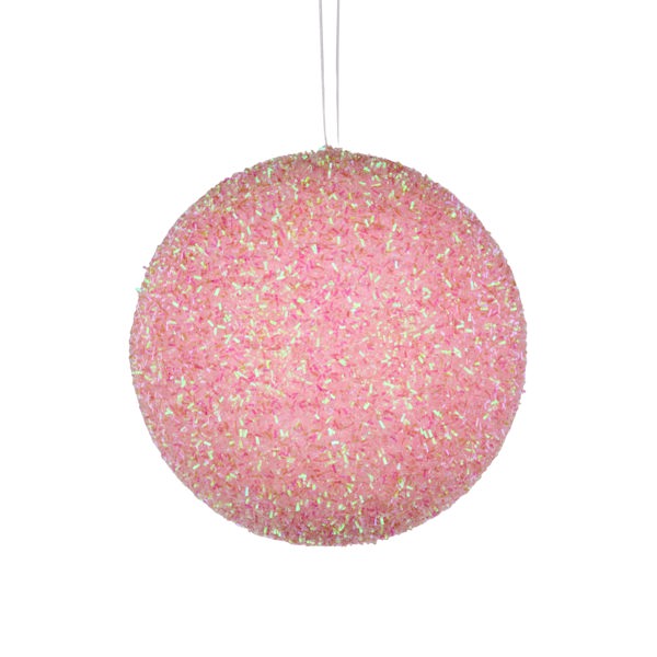6"DIA IRIDESCENT V CUT FOIL GLITTER BALL - LIGHT PINK - XJ561515