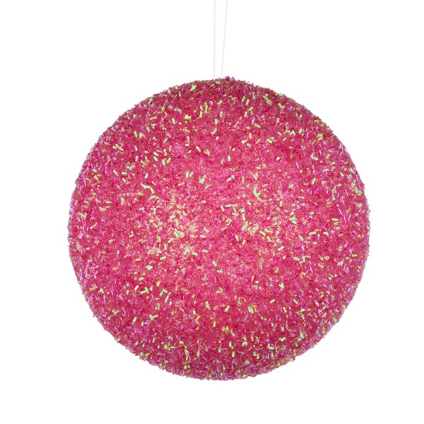 6"DIA IRIDESCENT V CUT FOIL GLITTER BALL - PINK - XJ561522