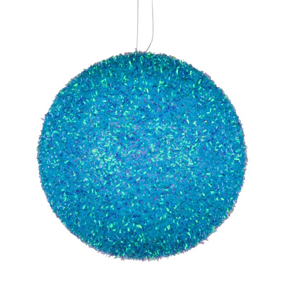 6"DIA IRIDESCENT V CUT FOIL GLITTER BALL - TURQUOISE - XJ561563