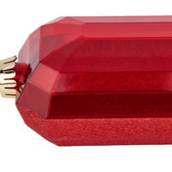 7"L X 4"W GLITTER RECTANGLE GEM ORNAMENT - RED - XJ563424