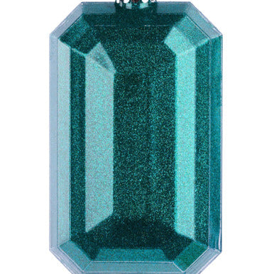 7"L X 4"W GLITTER RECTANGLE GEM ORNAMENT - TURQUOISE - XJ7166EK
