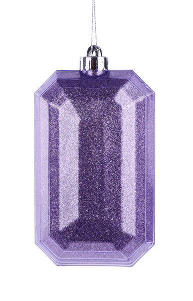 7"L X 4"W GLITTER RECTANGLE GEM ORNAMENT - LAVENDER - XJ717013