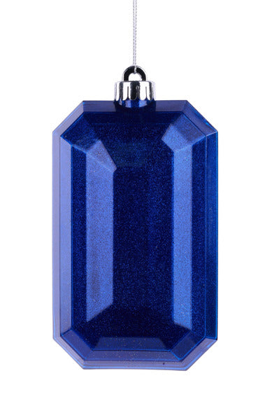 7"L X 4"W GLITTER RECTANGLE GEM ORNAMENT - ROYAL BLUE - XJ717025