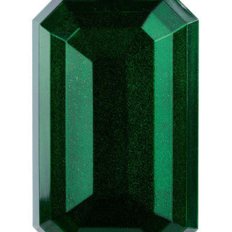8"L X 5"W GLITTER RECTANGLE GEM ORNAMENT - EMERALD GREEN - XJ717206