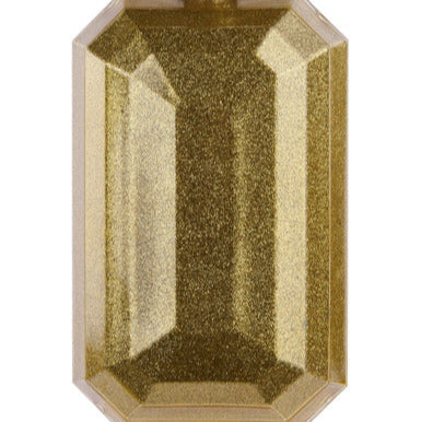 8"L X 5"W GLITTER RECTANGLE GEM ORNAMENT - GOLD - XJ717208