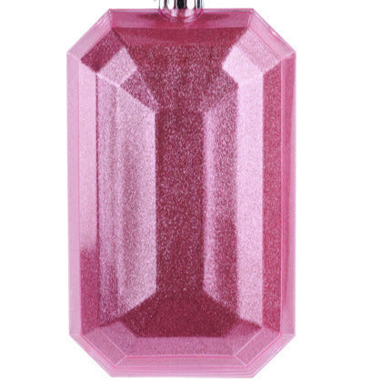 8"L X 5"W GLITTER RECTANGLE GEM ORNAMENT - PINK - XJ717222