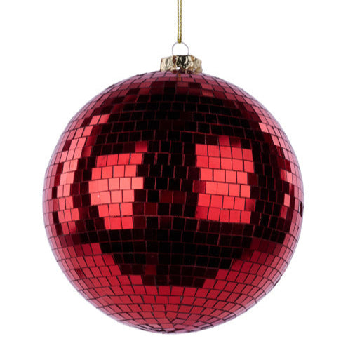 120MM MIRROR BALL ORNAMENT - RED - XJ17724