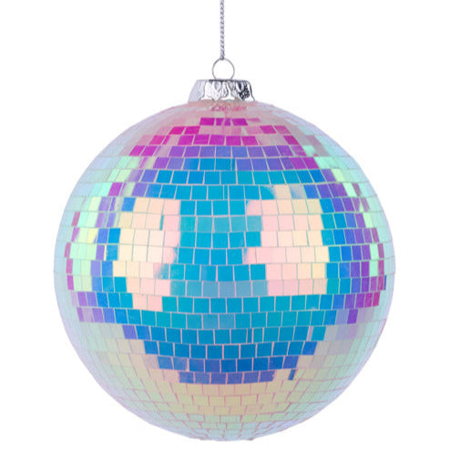 120MM IRIDESCENT MIRROR BALL ORNAMENT - WHITE - XJ717873