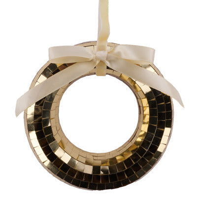 5.75"DIA MIRROR WREATH ORNAMENT - GOLD - XJ719908