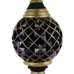 18"HX150MM DIA DIAMOND CHECK FINIAL ORNAMENT - BLACK/GOLD - XJ7254RM